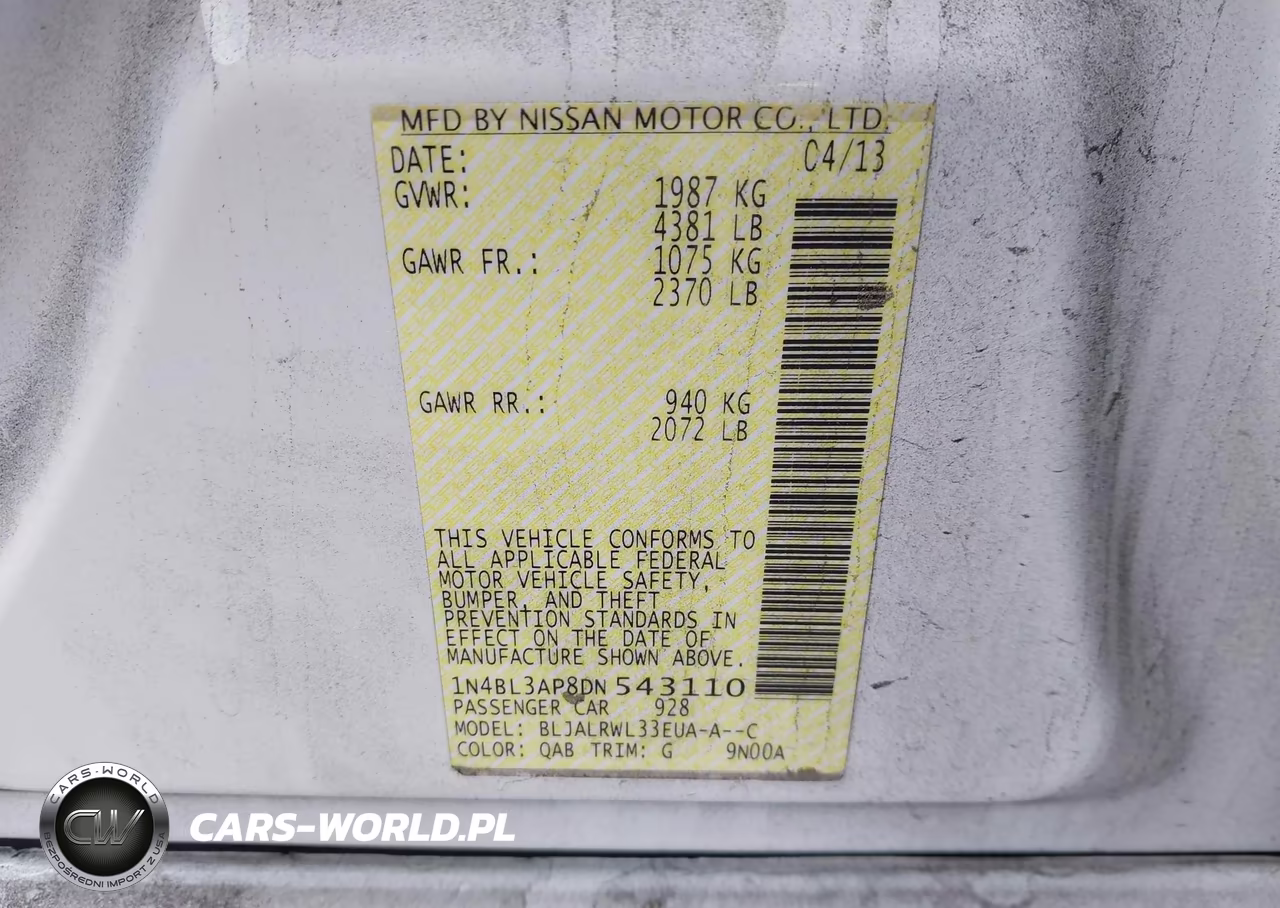2013 Nissan Altima 3.5 S VIN:1N4BL3AP8DN543110 - 9