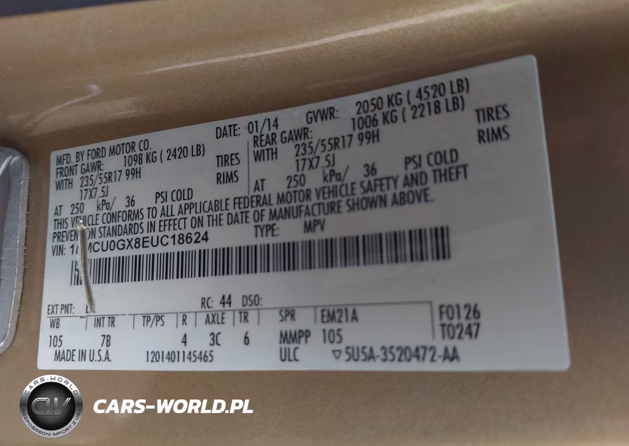 2014 Ford Escape Se VIN:1FMCU0GX8EUC18624 - 9