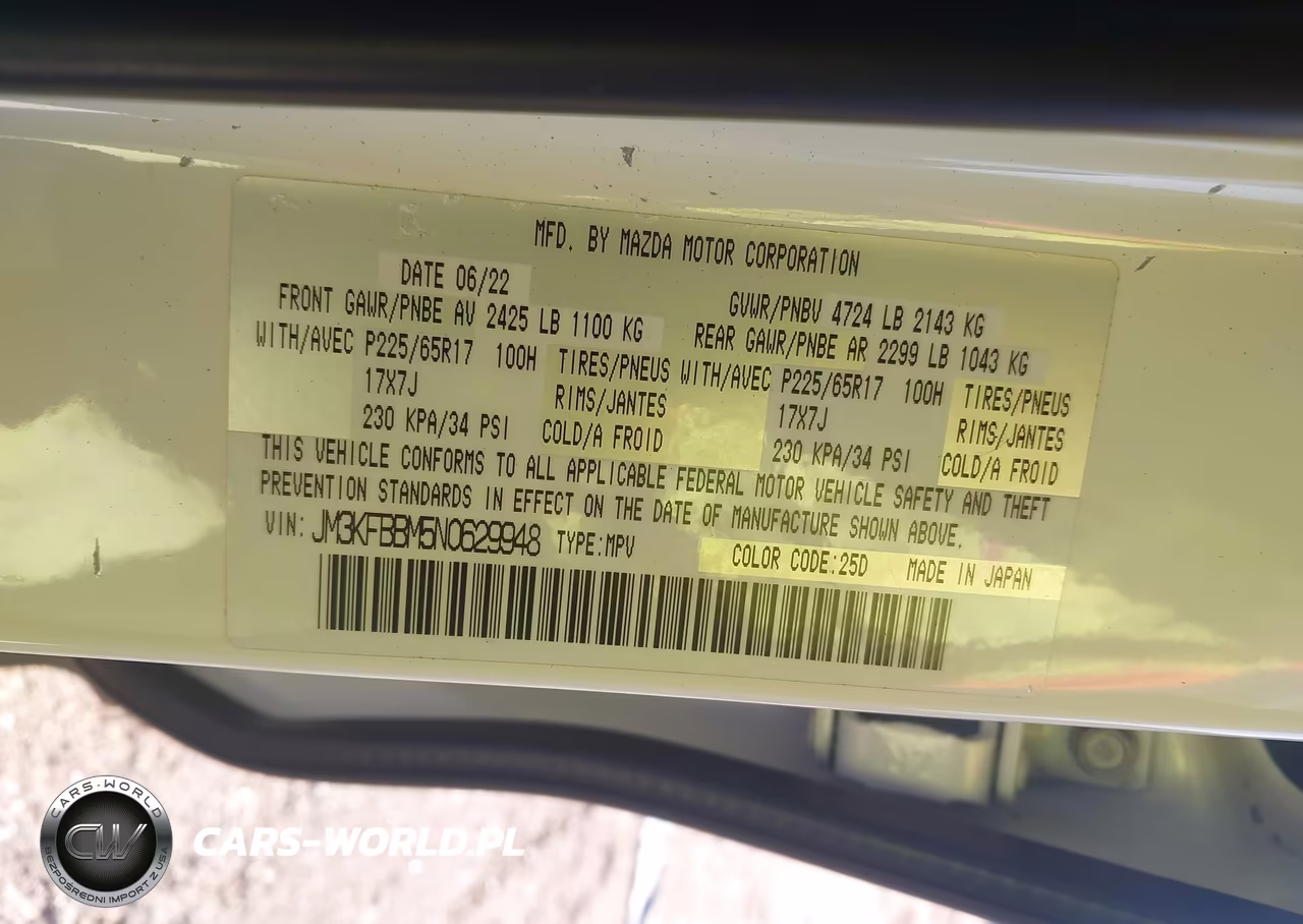 2022 Mazda Cx-5 2.5 S Select VIN:JM3KFBBM5N0629948 - 9