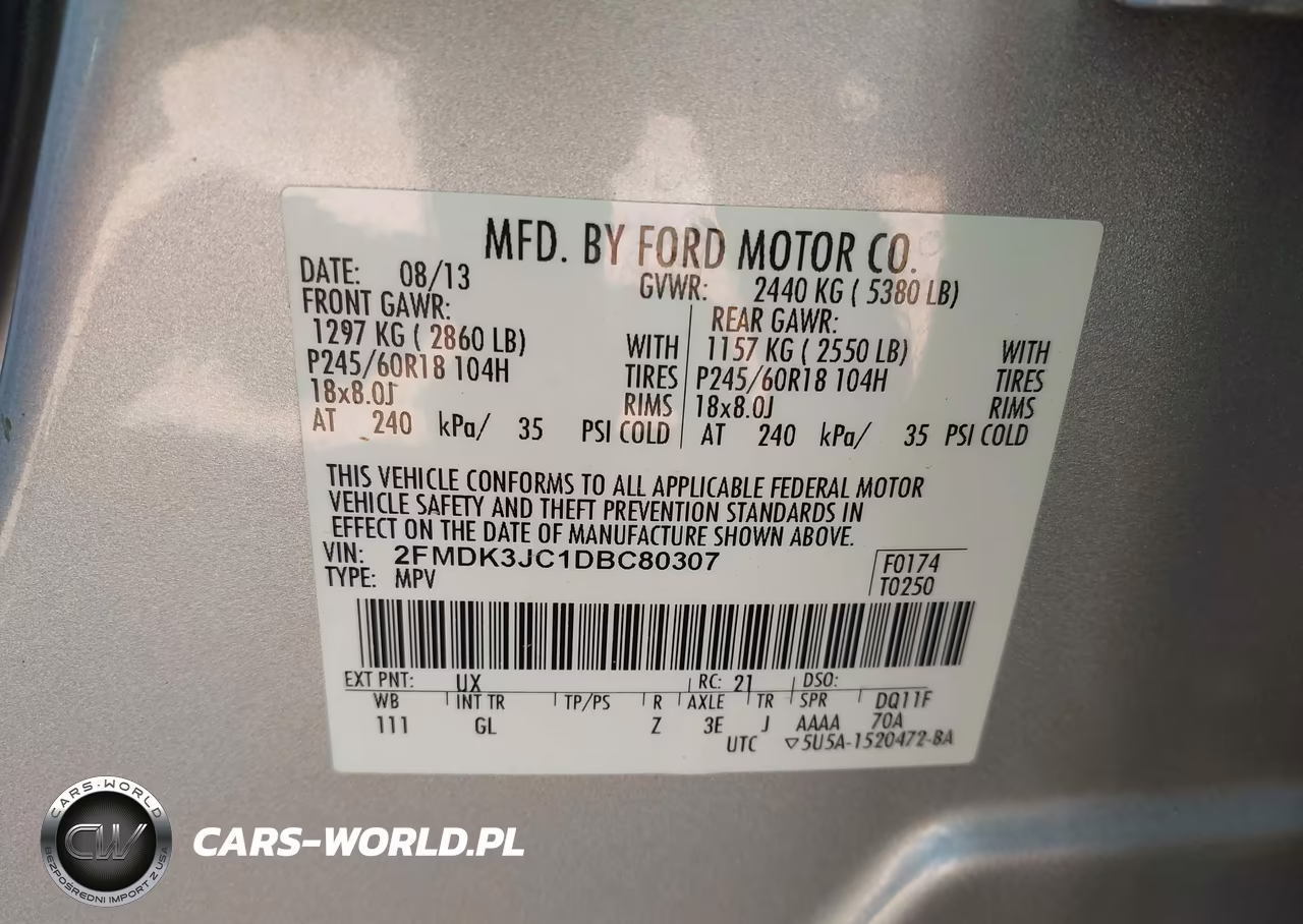 2013 Ford Edge Sel VIN:2FMDK3JC1DBC80307 - 9