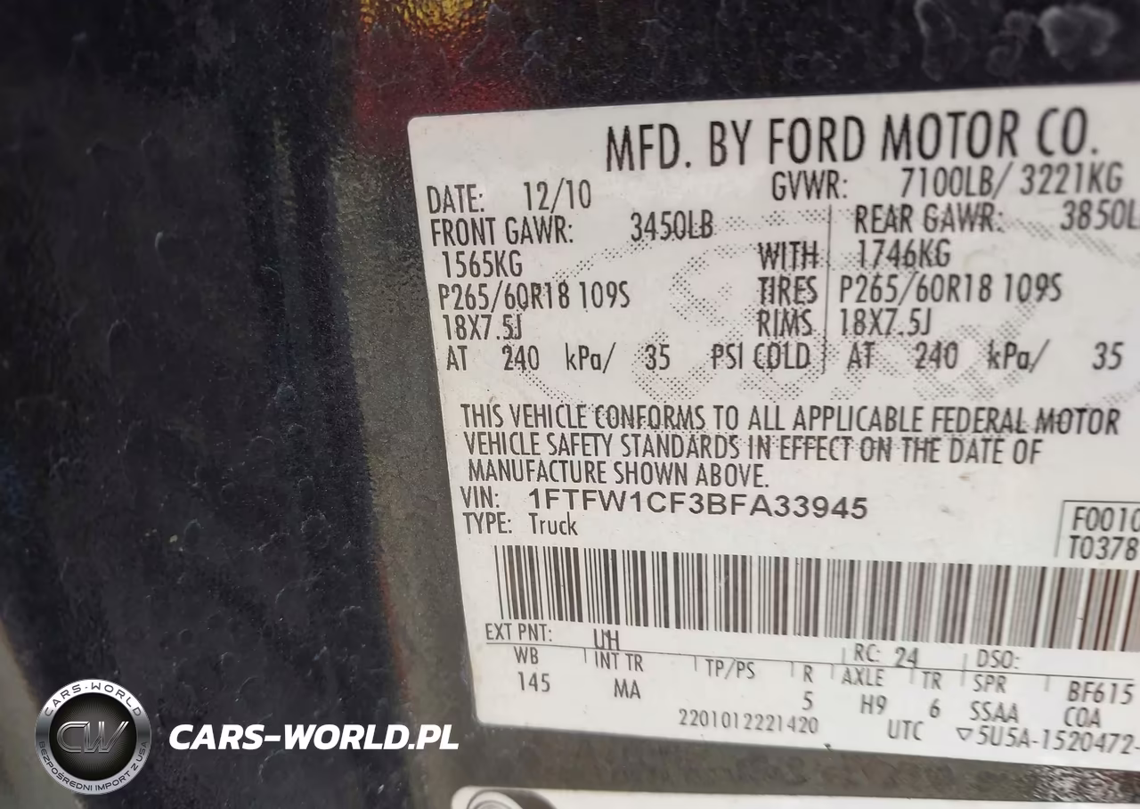 2011 Ford F-150 Xlt VIN:1FTFW1CF3BFA33945 - 9