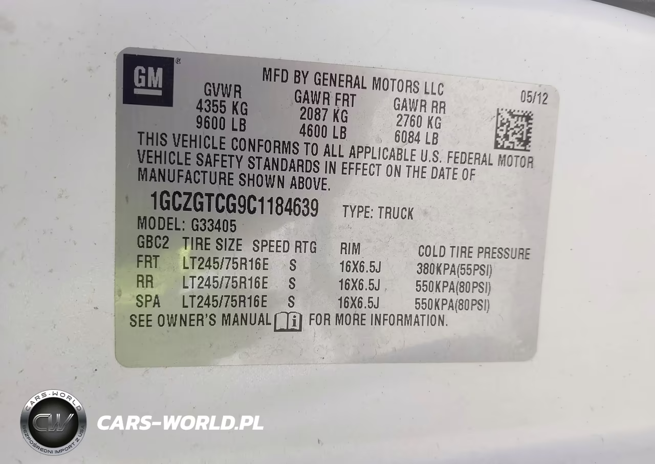 2012 Chevrolet Express 3500 Work Van VIN:1GCZGTCG9C1184639 - 9