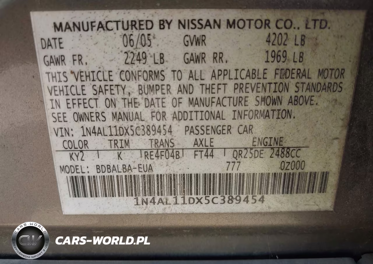 2005 Nissan Altima 2.5 S VIN:1N4AL11DX5C389454 - 9