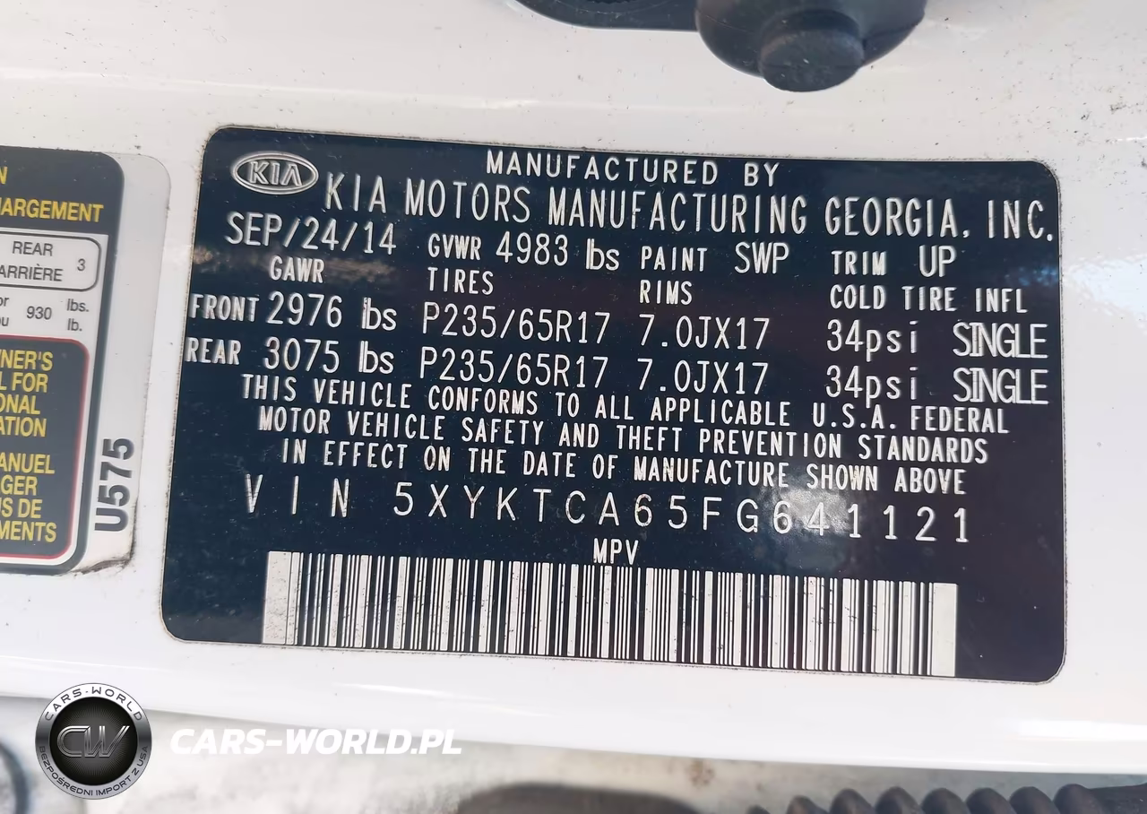 2015 Kia Sorento Lx VIN:5XYKTCA65FG641121 - 9