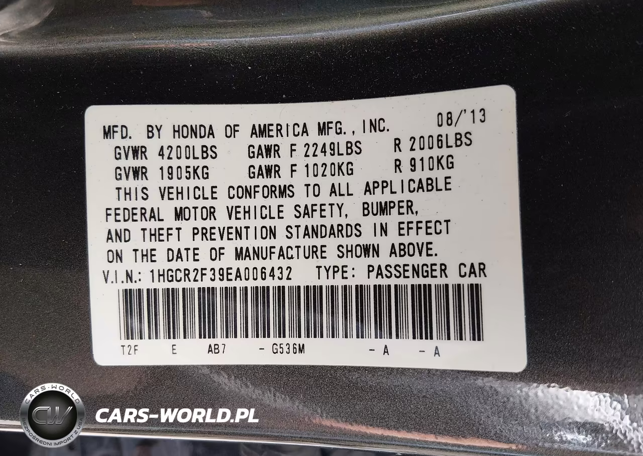 2014 Honda Accord Lx VIN:1HGCR2F39EA006432 - 9