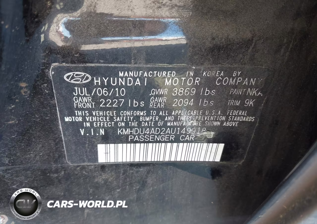 2010 Hyundai Elantra Gls VIN:KMHDU4AD2AU149918 - 9