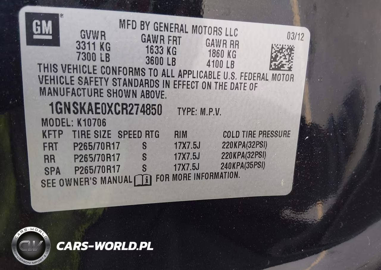 2012 Chevrolet Tahoe Ls VIN:1GNSKAE0XCR274850 - 9