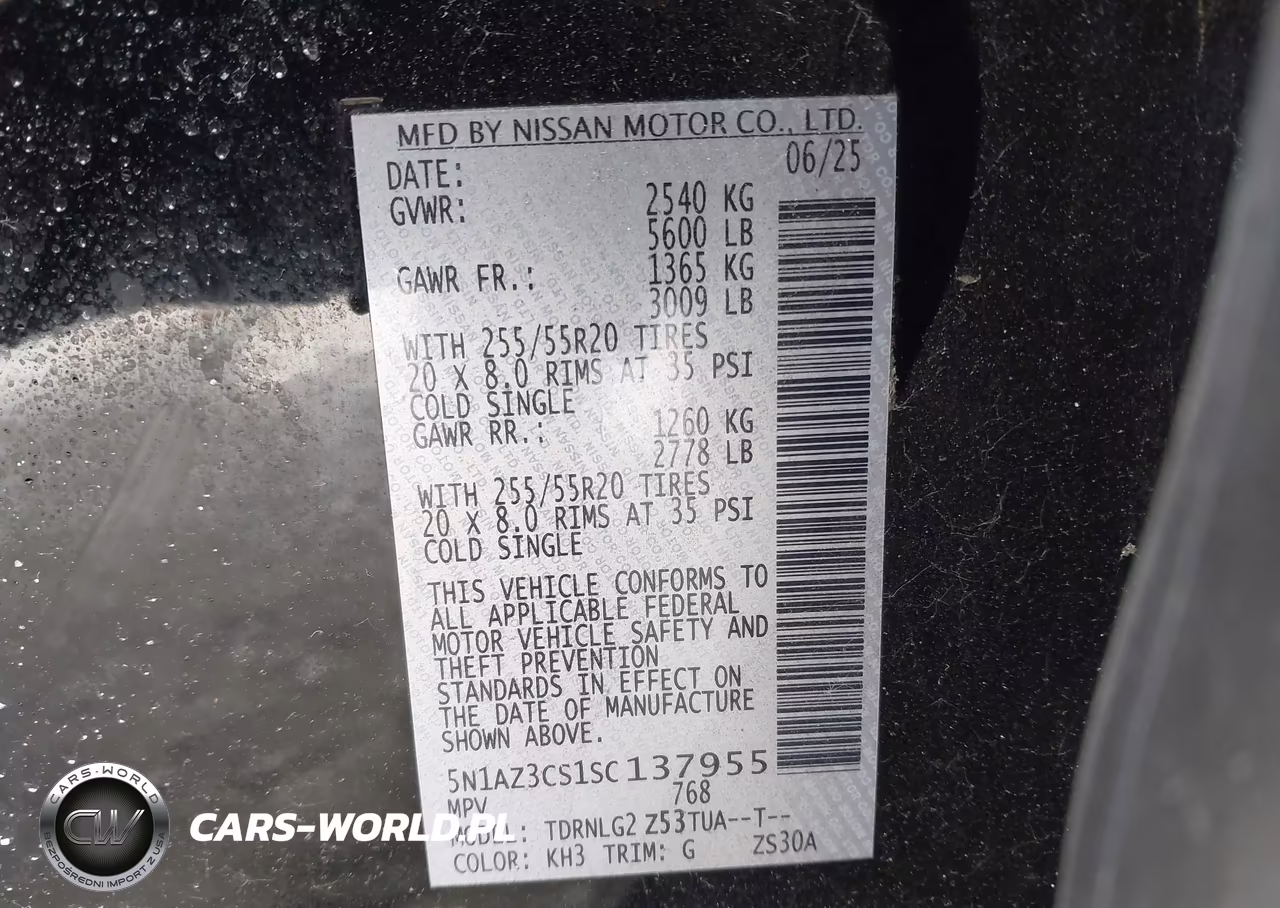2025 Nissan Murano Sl VIN:5N1AZ3CS1SC137955 - 9