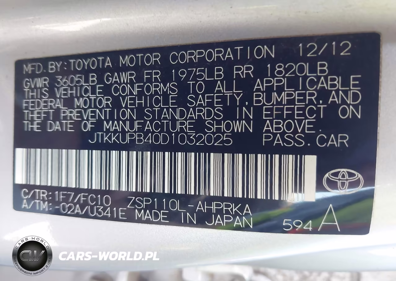 2013 Scion Xd VIN:JTKKUPB40D1032025 - 9