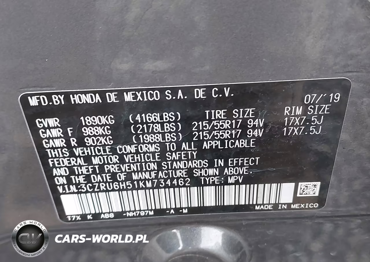 2019 Honda Hr-V Ex VIN:3CZRU6H51KM734462 - 9