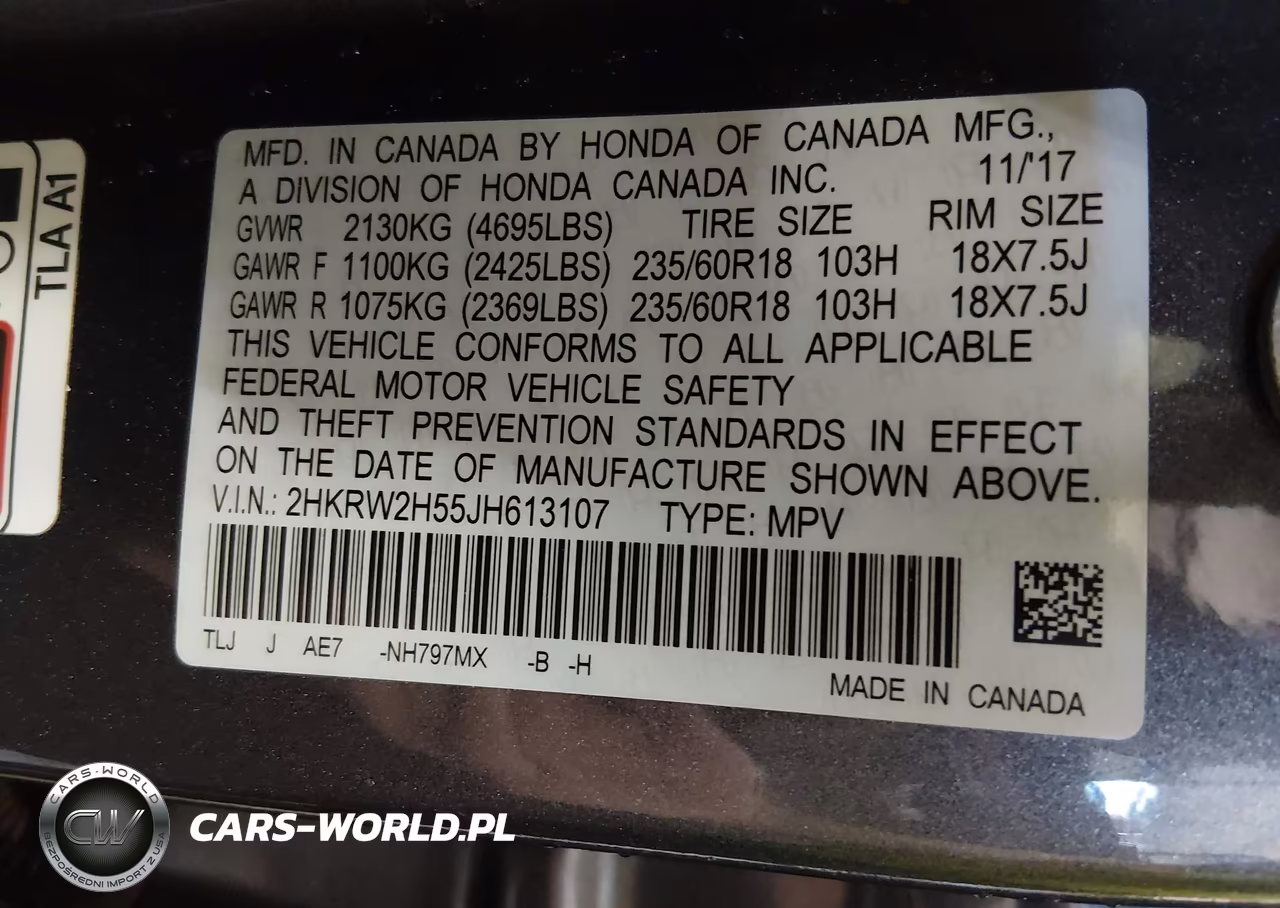 2018 Honda Cr-V Ex VIN:2HKRW2H55JH613107 - 9