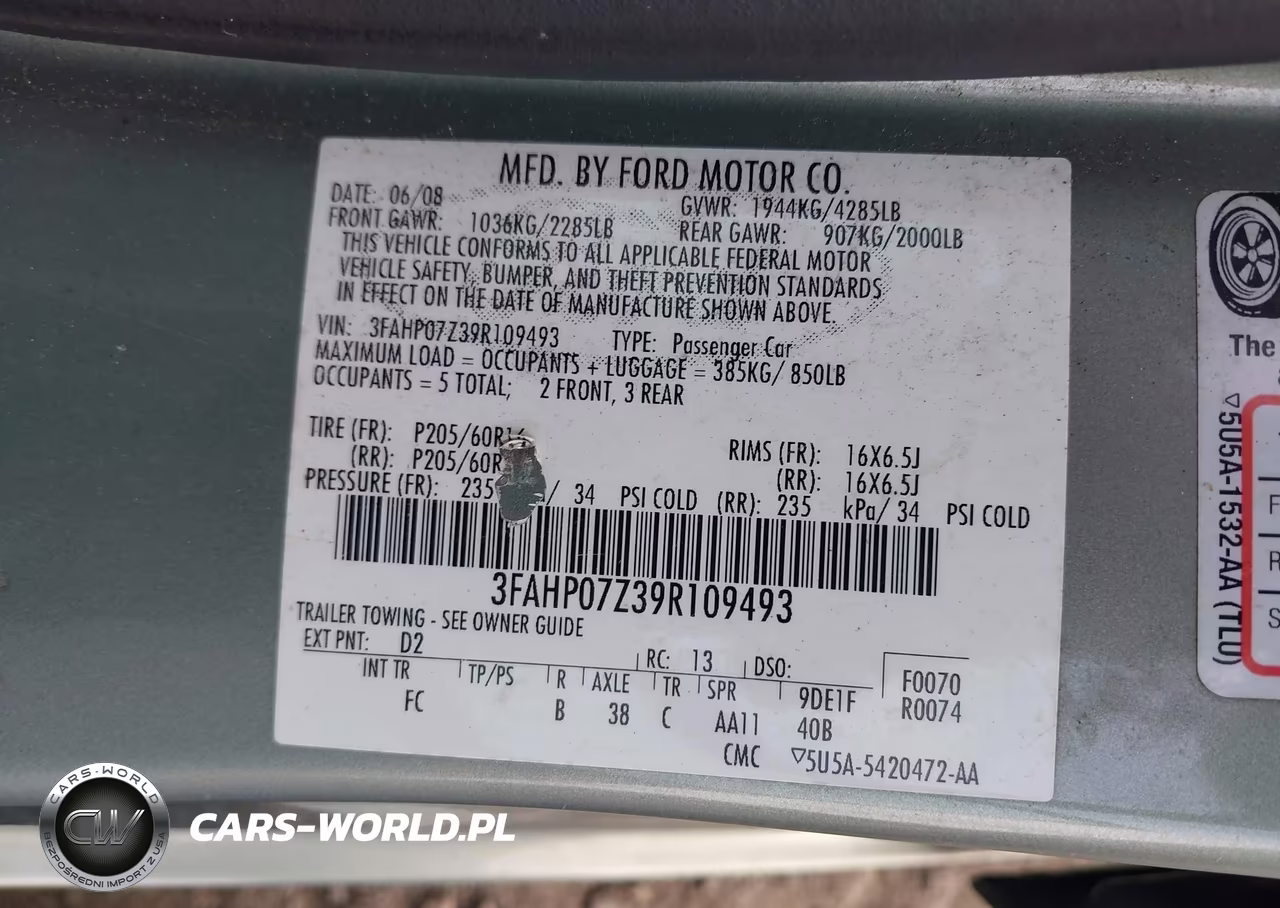 2009 Ford Fusion Se VIN:3FAHP07Z39R109493 - 9