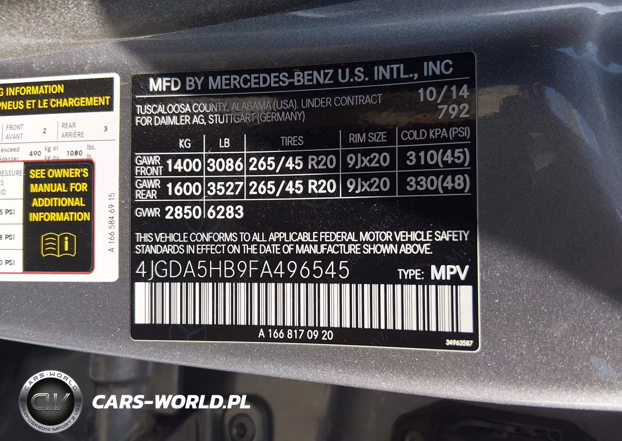 2015 Mercedes-Benz Ml 350 4Matic VIN:4JGDA5HB9FA496545 - 9