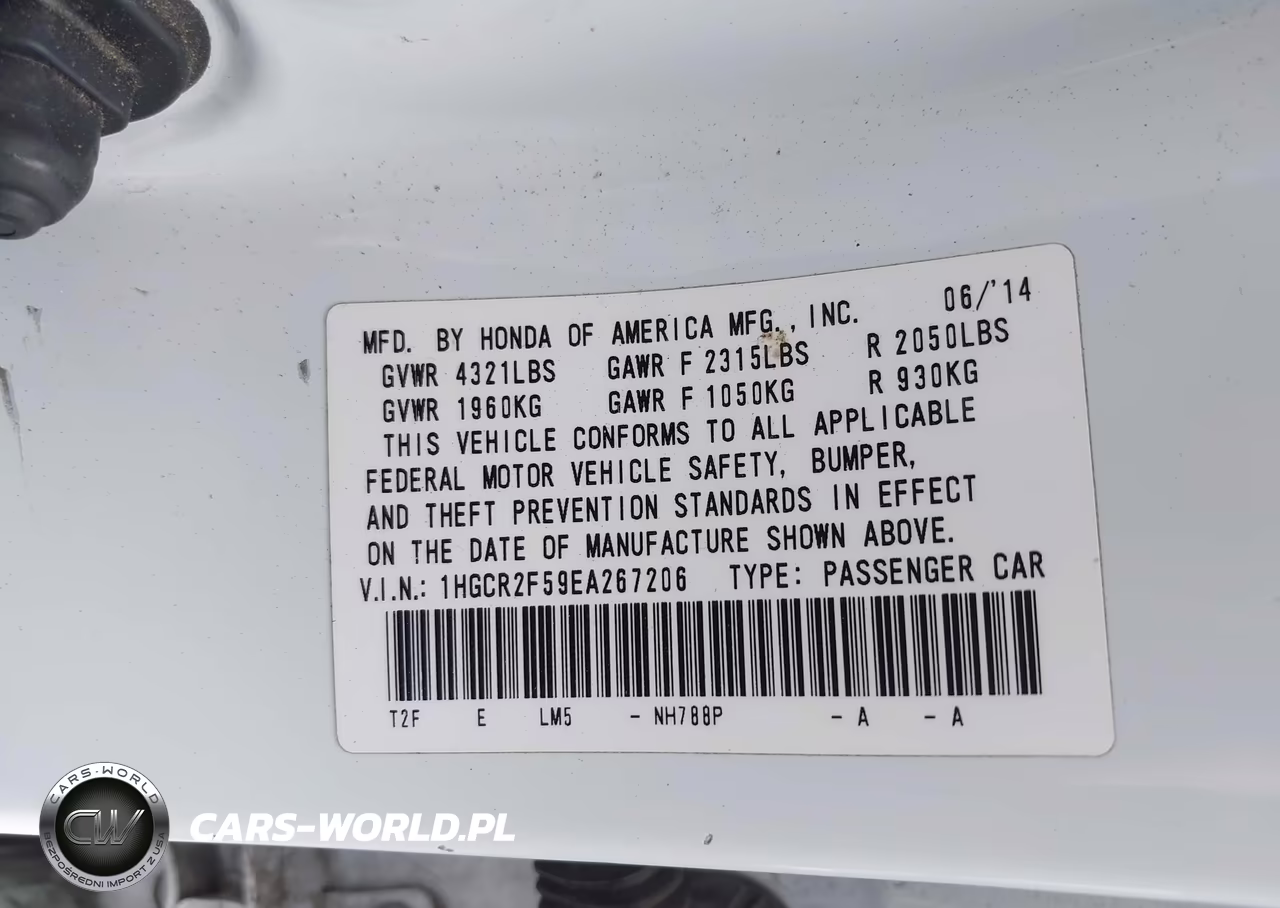 2014 Honda Accord Sport VIN:1HGCR2F59EA267206 - 9