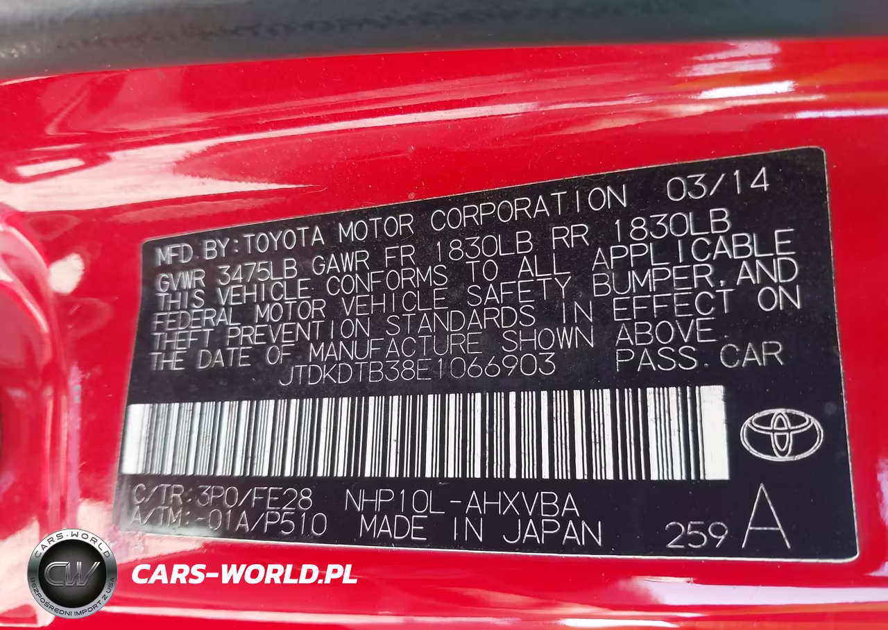 2014 Toyota Prius C One VIN:JTDKDTB38E1066903 - 9