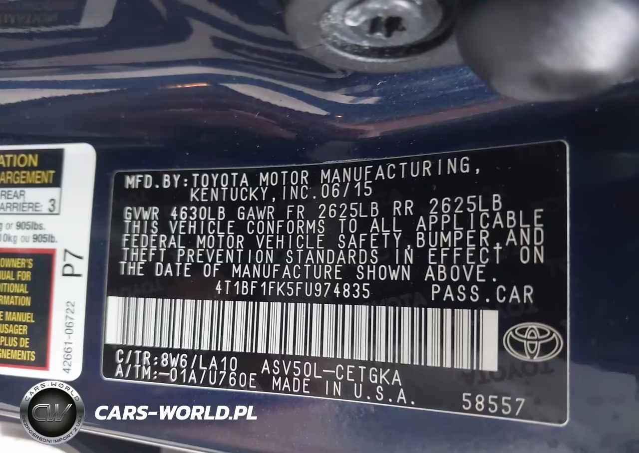 2015 Toyota Camry Xle VIN:4T1BF1FK5FU974835 - 9