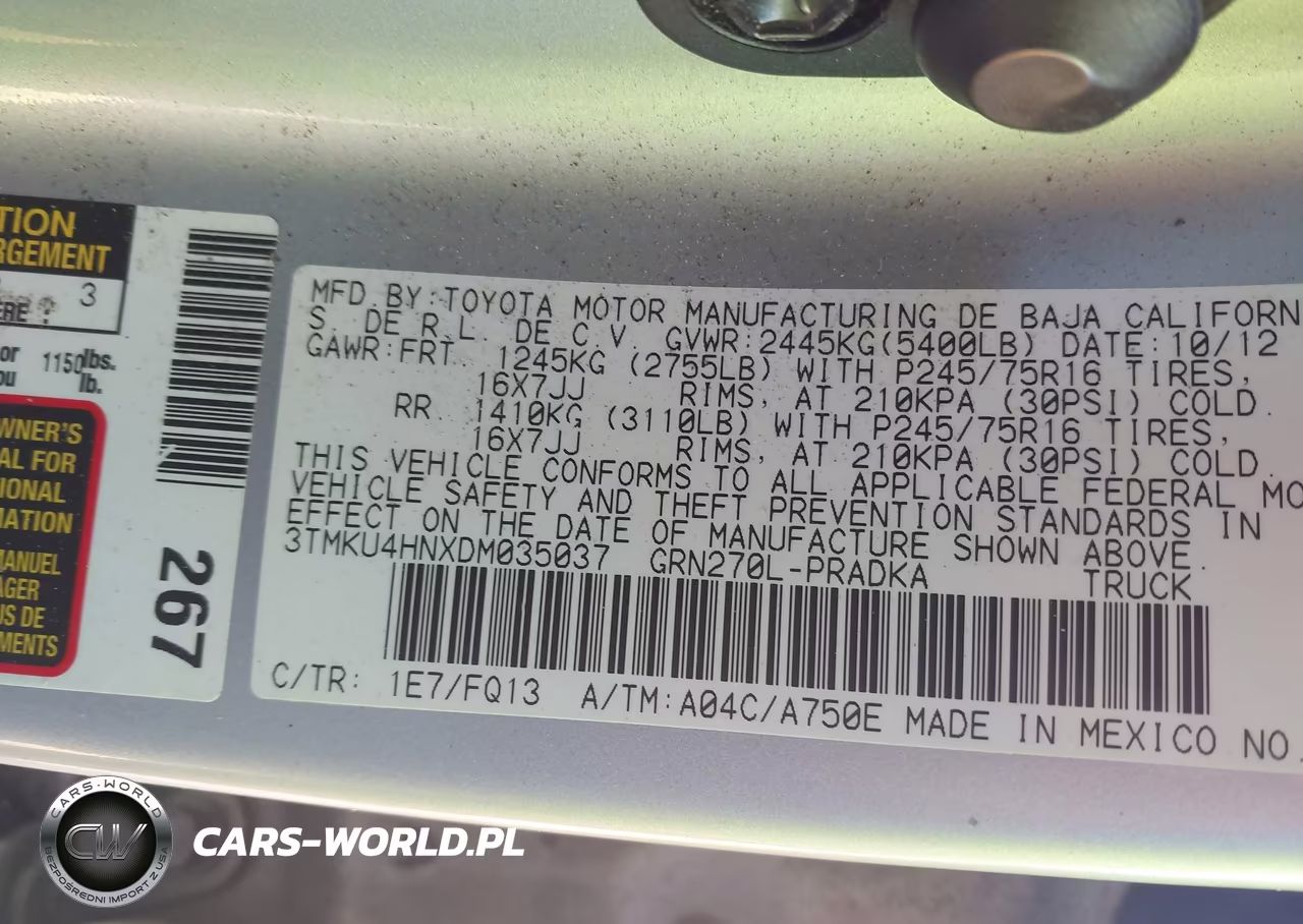 2013 Toyota Tacoma Prerunner V6 VIN:3TMKU4HNXDM035037 - 9