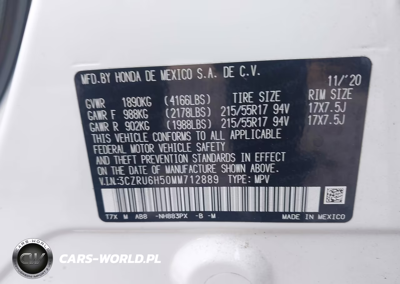 2021 Honda Hr-V Awd Ex VIN:3CZRU6H50MM712889 - 9