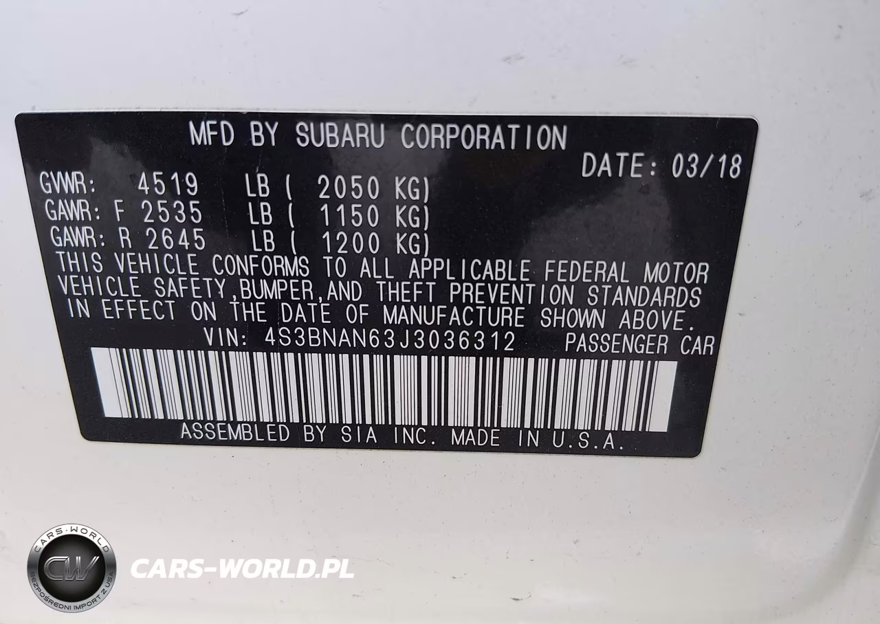 2018 Subaru Legacy 2.5I Limited VIN:4S3BNAN63J3036312 - 9