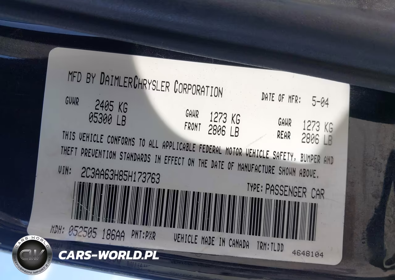 2005 Chrysler 300C VIN:2C3AA63H85H173763 - 9