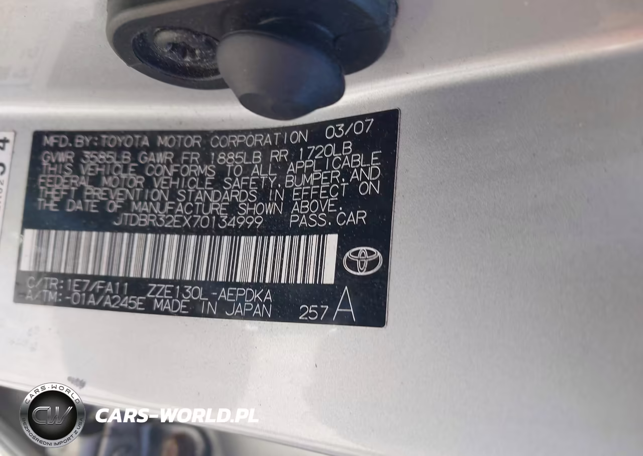 2007 Toyota Corolla Ce VIN:JTDBR32EX70134999 - 9