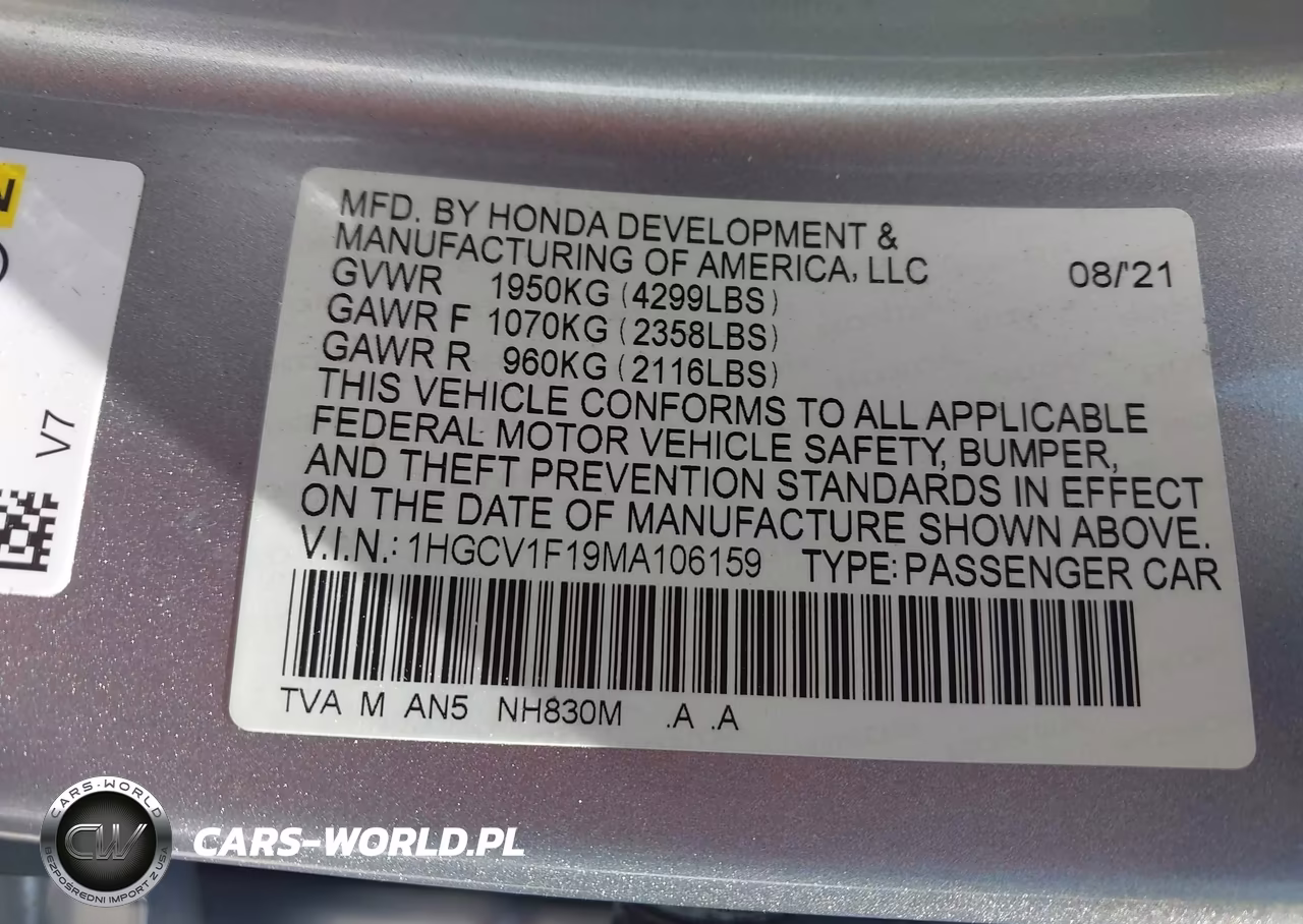 2021 Honda Accord Lx VIN:1HGCV1F19MA106159 - 9