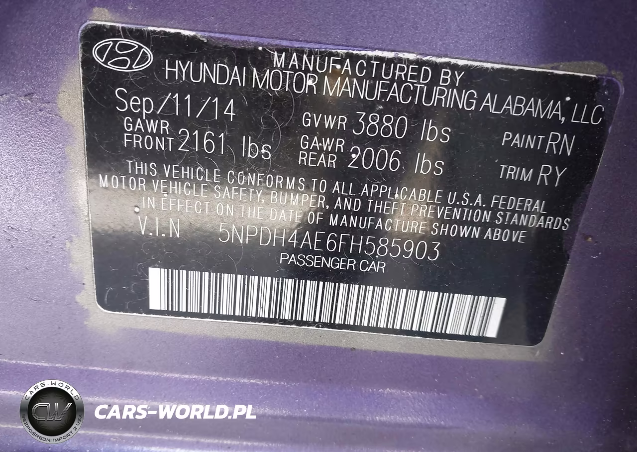 2015 Hyundai Elantra Se VIN:5NPDH4AE6FH585903 - 9