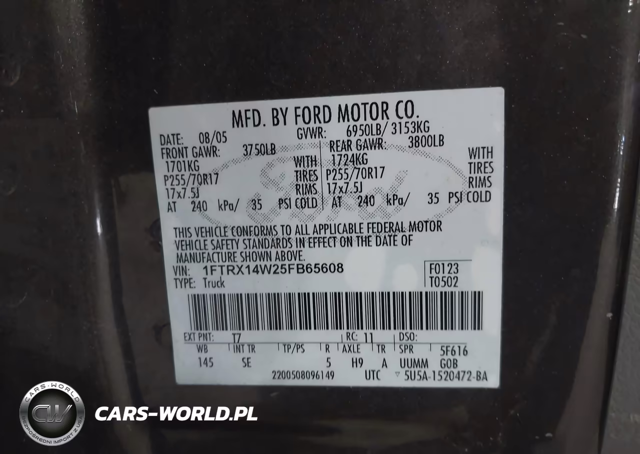 2005 Ford F-150 Stx-Xl-Xlt VIN:1FTRX14W25FB65608 - 9
