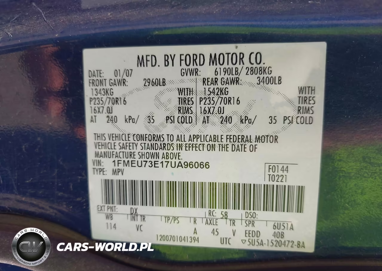 2007 Ford Explorer Xlt VIN:1FMEU73E17UA96066 - 9