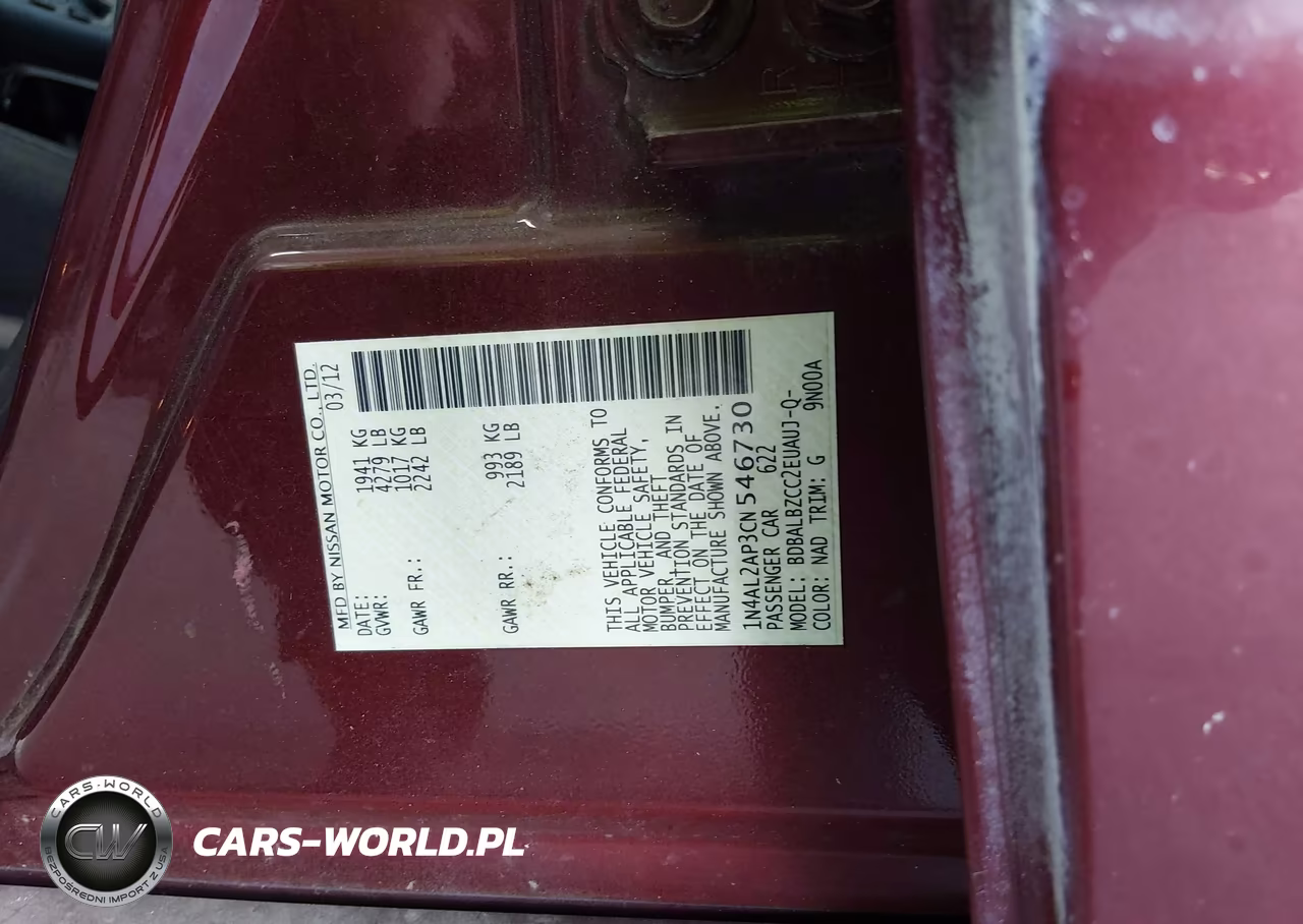 2012 Nissan Altima 2.5 S VIN:1N4AL2AP3CN546730 - 9