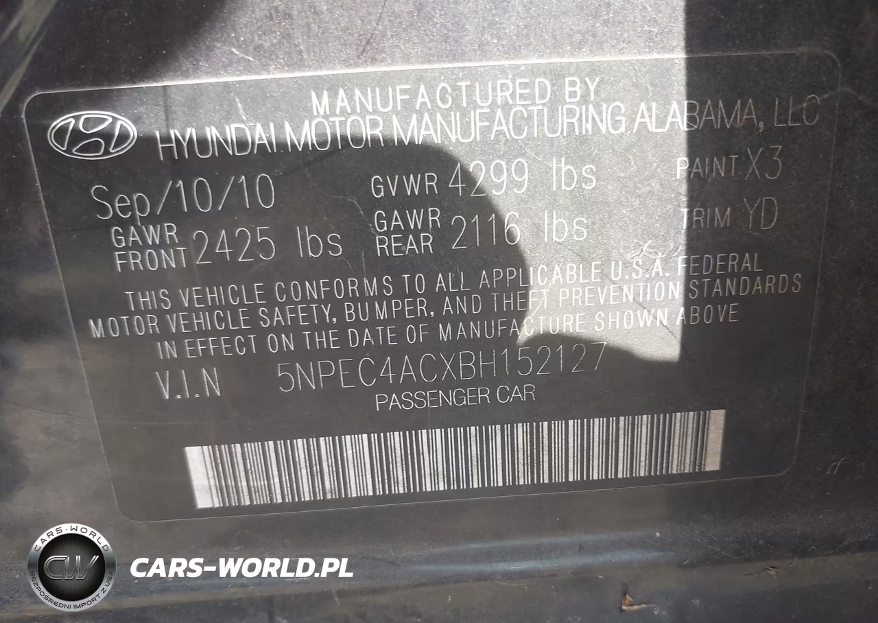 2011 Hyundai Sonata Limited VIN:5NPEC4ACXBH152127 - 9