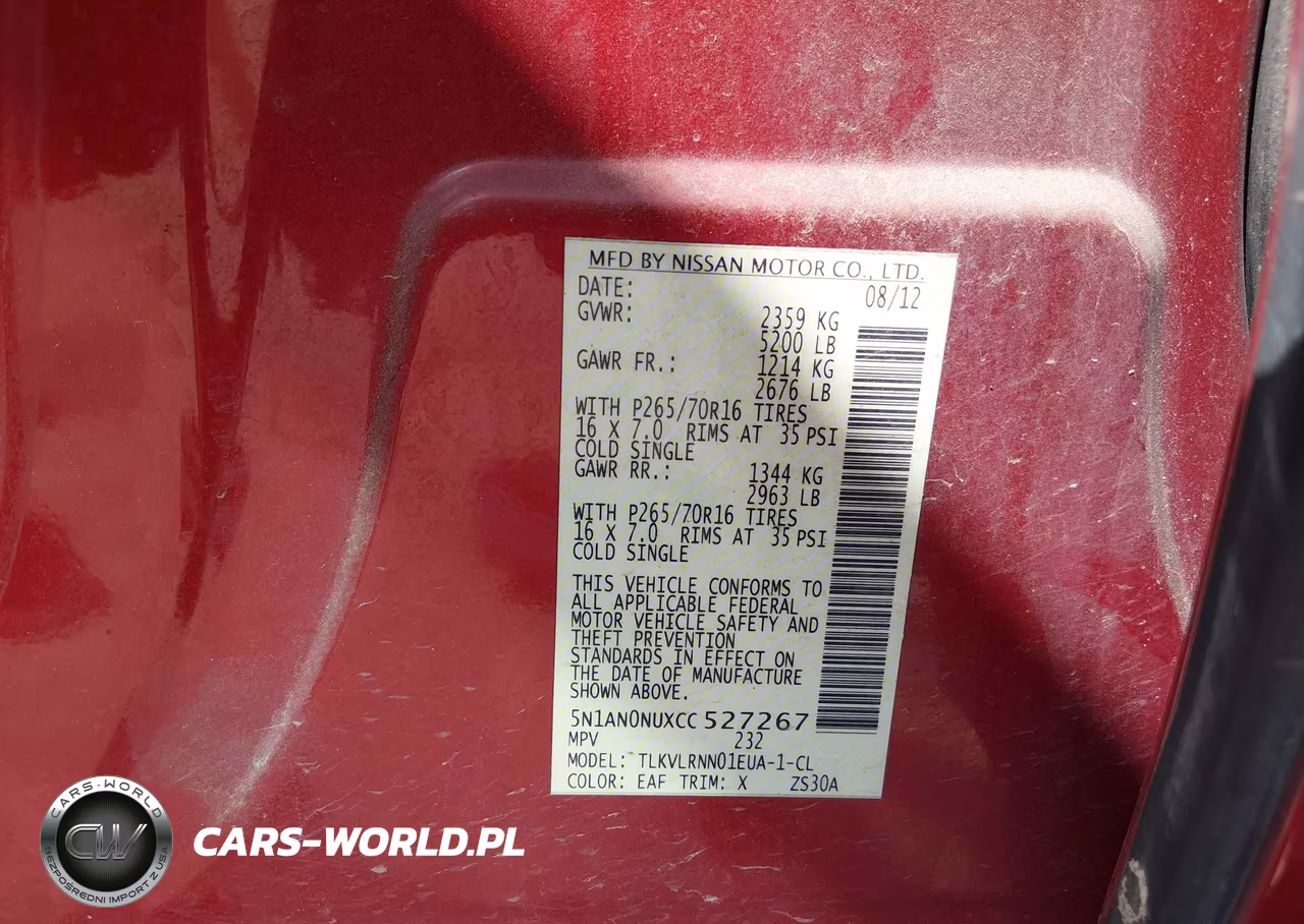 2012 Nissan Xterra S VIN:5N1AN0NUXCC527267 - 9
