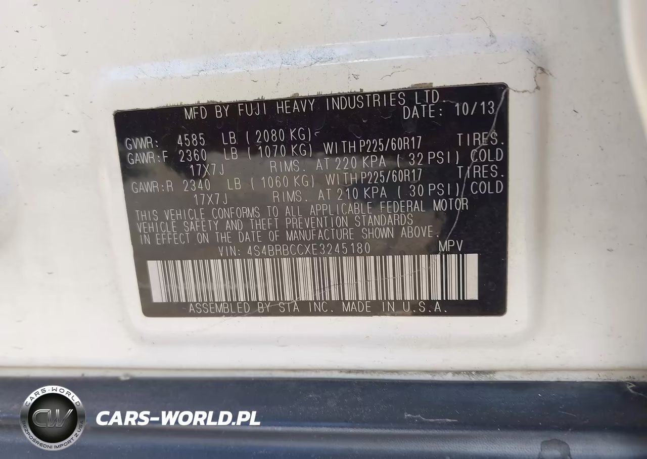 2014 Subaru Outback 2.5I Premium VIN:4S4BRBCCXE3245180 - 9