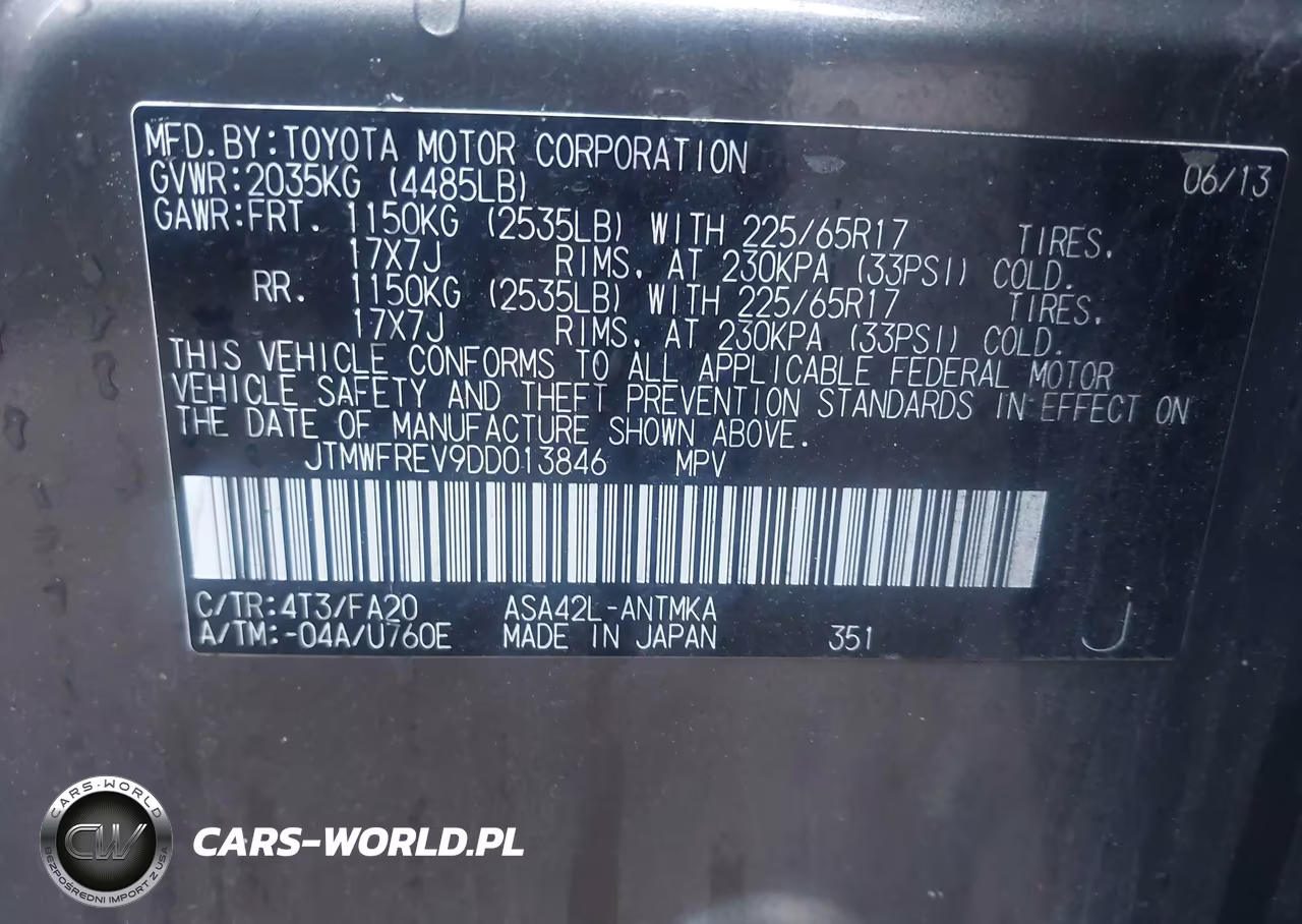 2013 Toyota Rav4 Xle VIN:JTMWFREV9DD013846 - 9