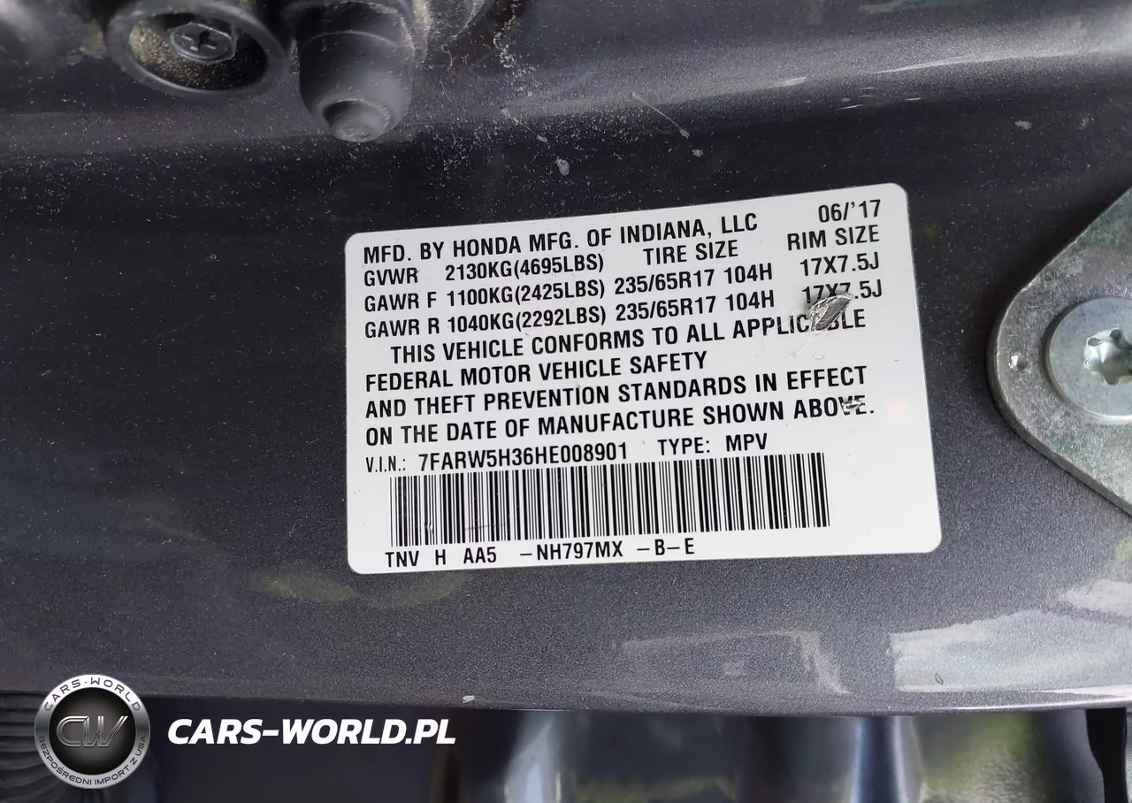2017 Honda Cr-V Lx VIN:7FARW5H36HE008901 - 9