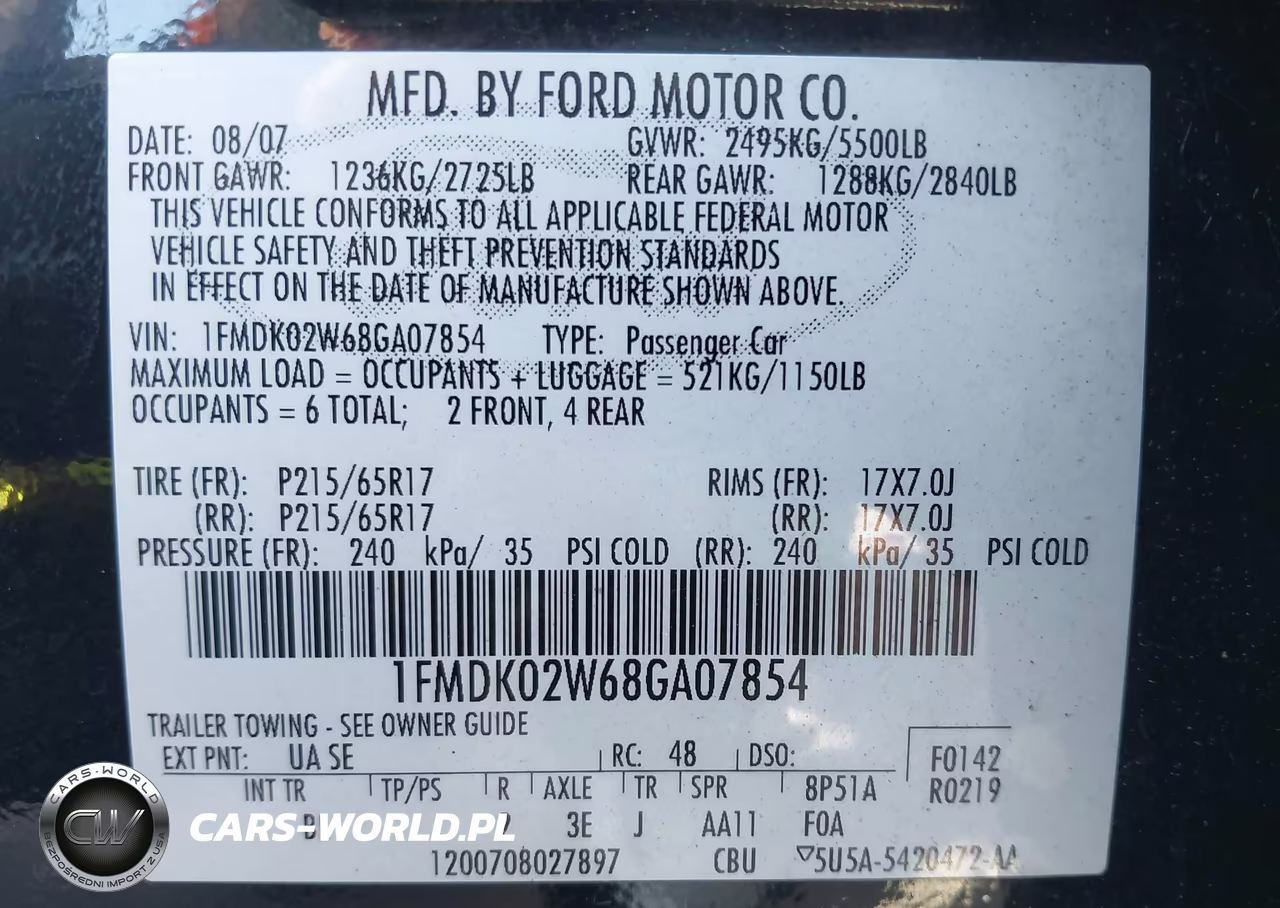 2008 Ford Taurus X Sel VIN:1FMDK02W68GA07854 - 9