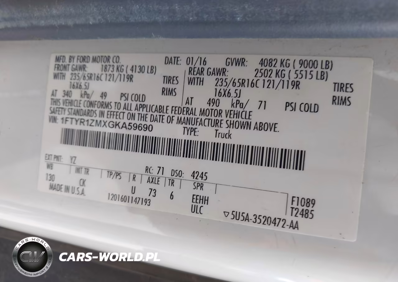 2016 Ford Transit-250 VIN:1FTYR1ZMXGKA59690 - 9
