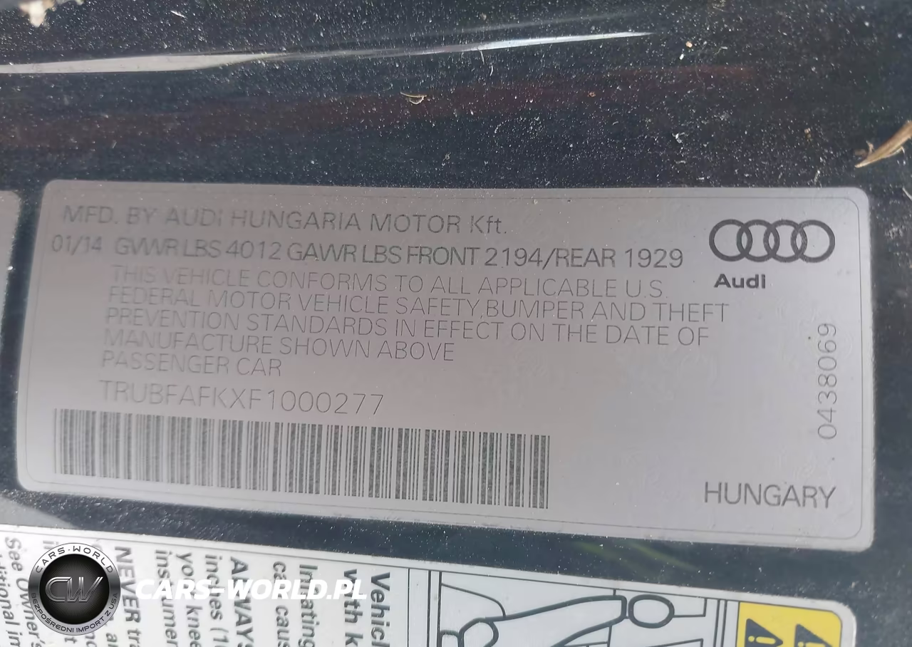 2015 Audi Tt 2.0T VIN:TRUBFAFKXF1000277 - 9