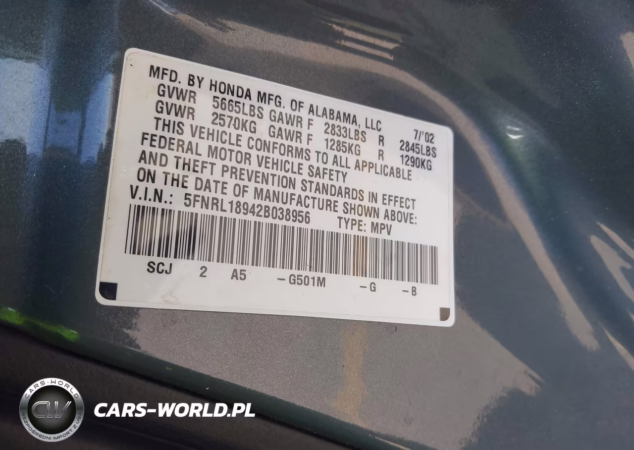 2002 Honda Odyssey Ex-L VIN:5FNRL18942B038956 - 9