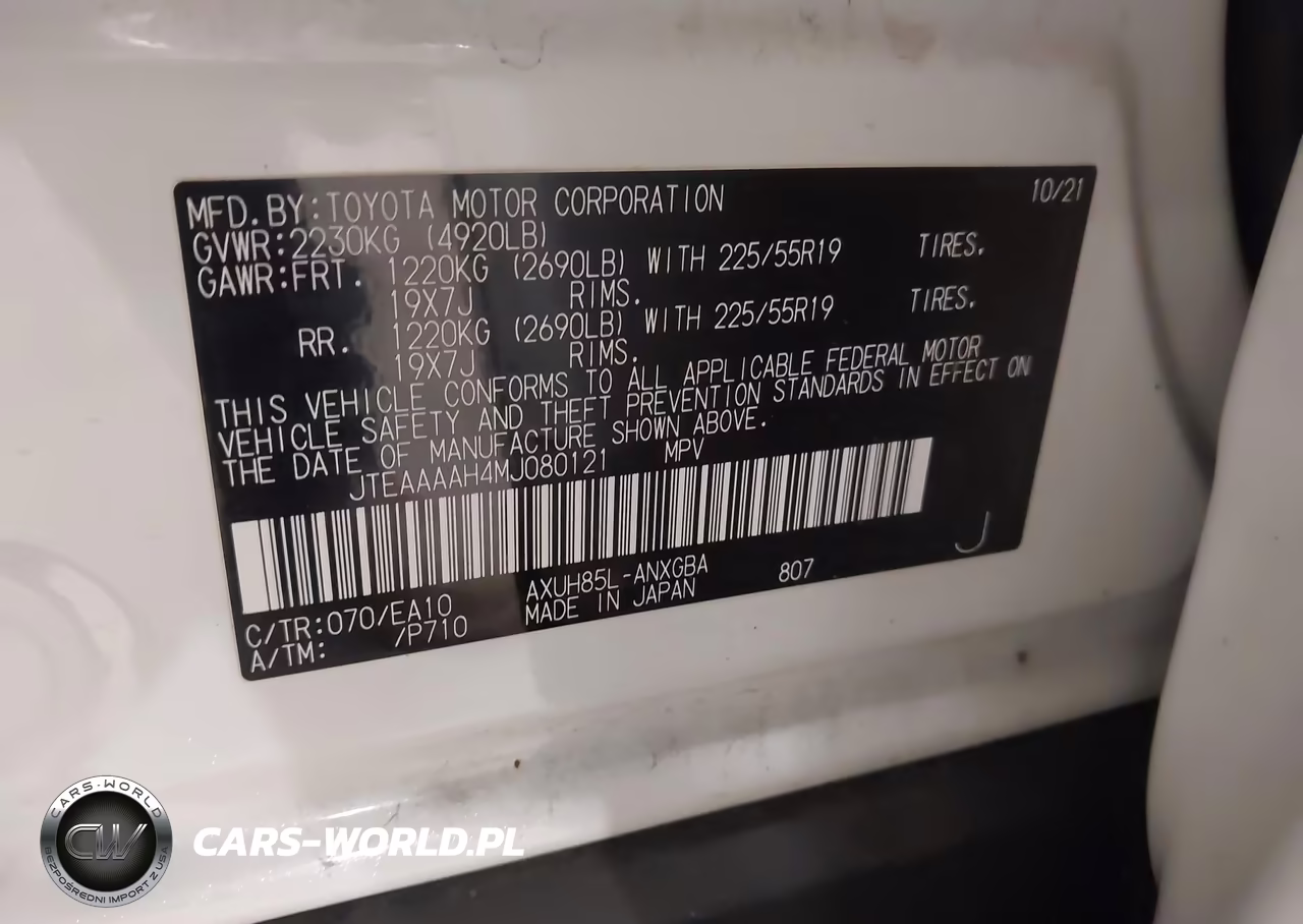 2021 Toyota Venza Xle VIN:JTEAAAAH4MJ080121 - 9