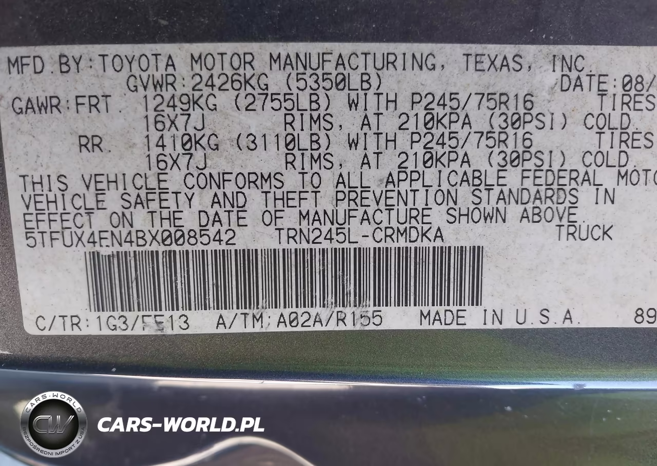 2011 Toyota Tacoma VIN:5TFUX4EN4BX008542 - 9