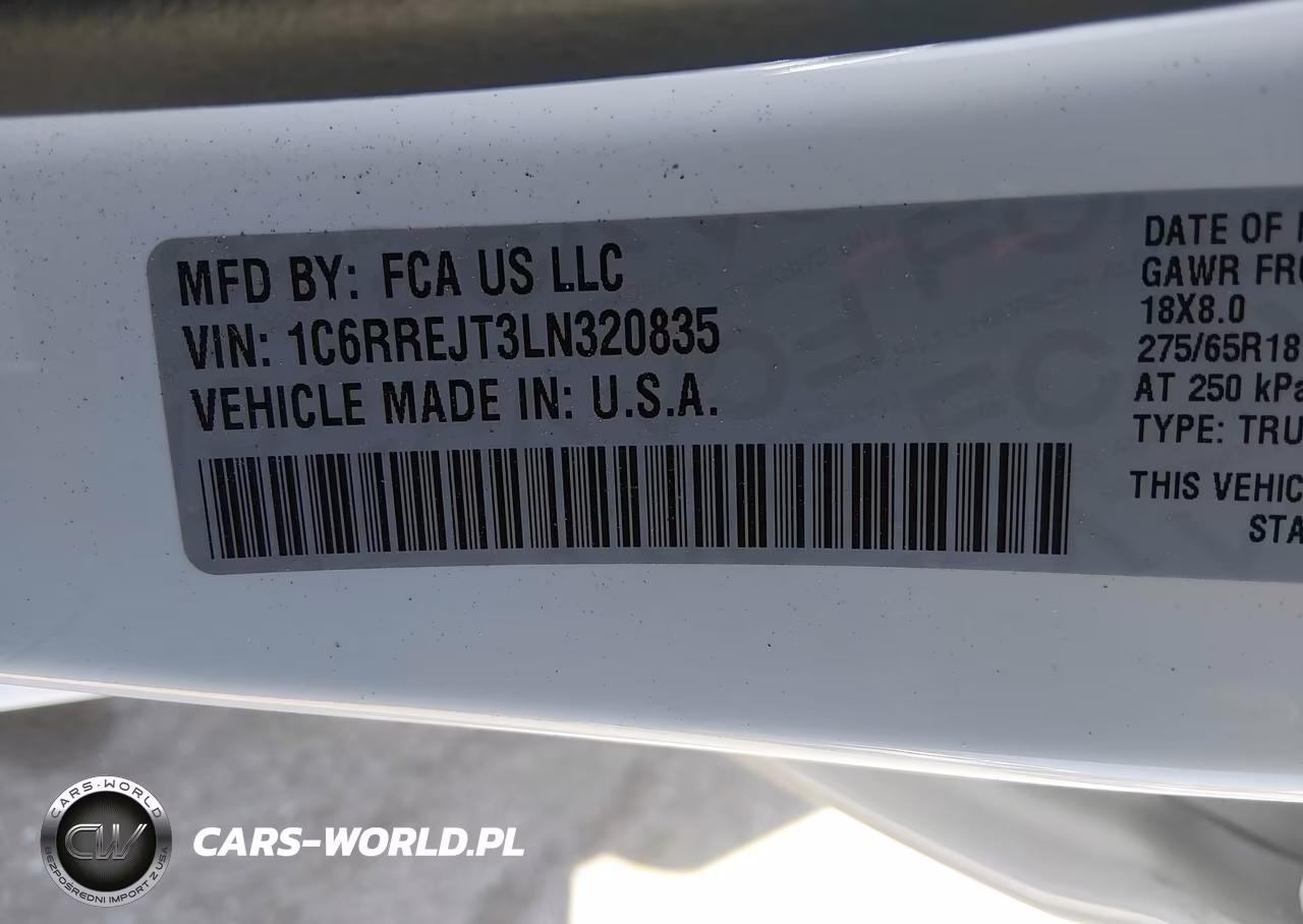 2020 Ram 1500 Laramie 4X2 5'7 Box VIN:1C6RREJT3LN320835 - 9