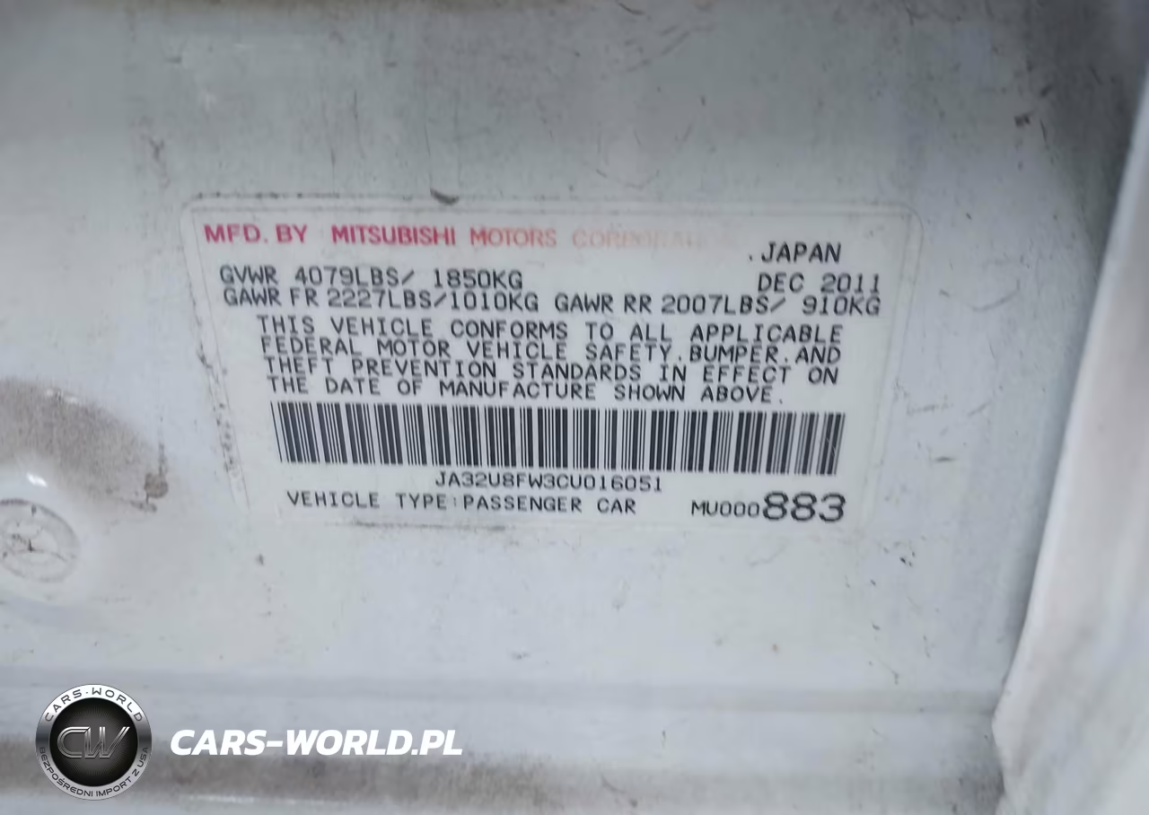 2012 Mitsubishi Lancer Gt VIN:JA32U8FW3CU016051 - 9