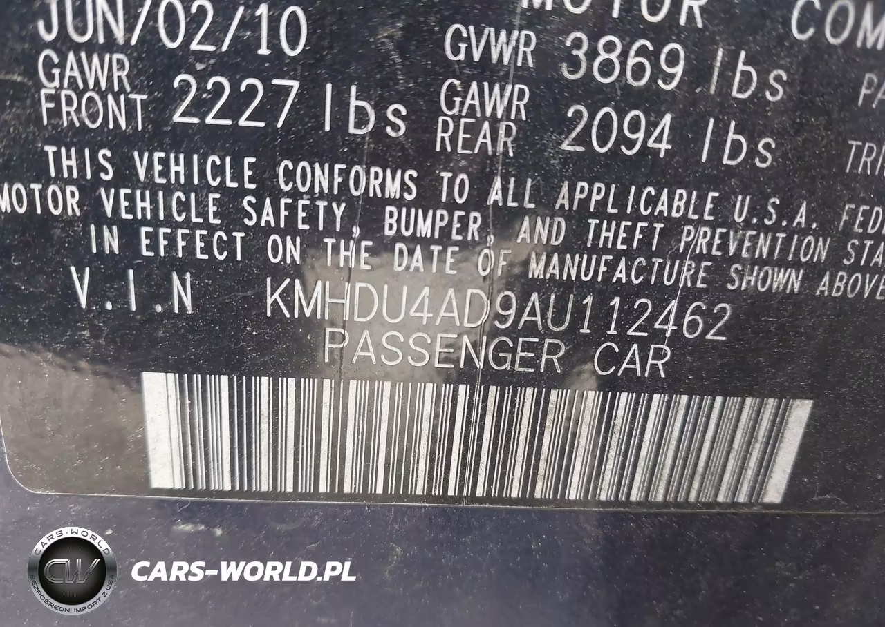 2010 Hyundai Elantra Gls VIN:KMHDU4AD9AU112462 - 9