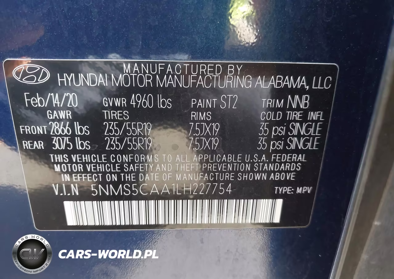 2020 Hyundai Santa Fe Limited 2.0T VIN:5NMS5CAA1LH227754 - 9