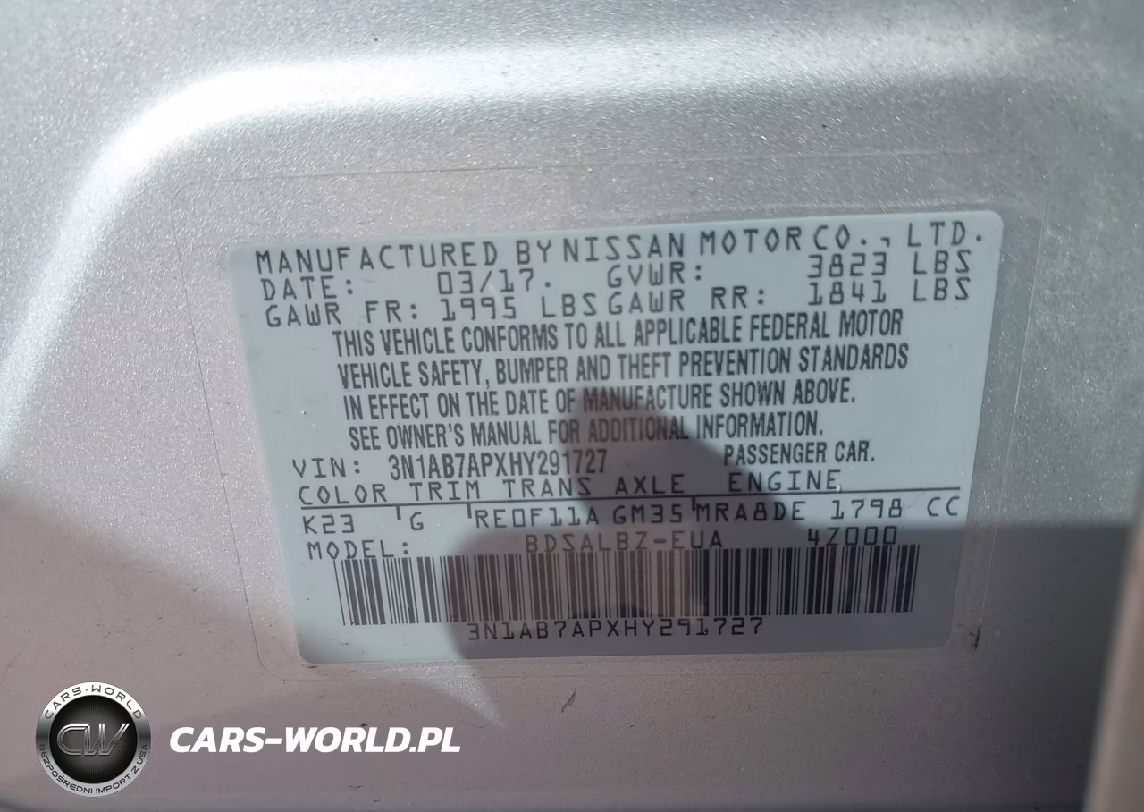 2017 Nissan Sentra S VIN:3N1AB7APXHY291727 - 9