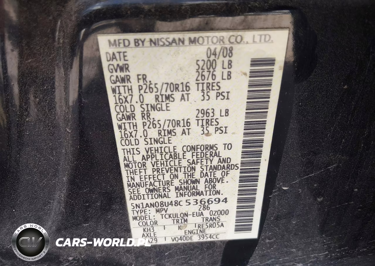 2008 Nissan Xterra X VIN:5N1AN08U48C536694 - 9