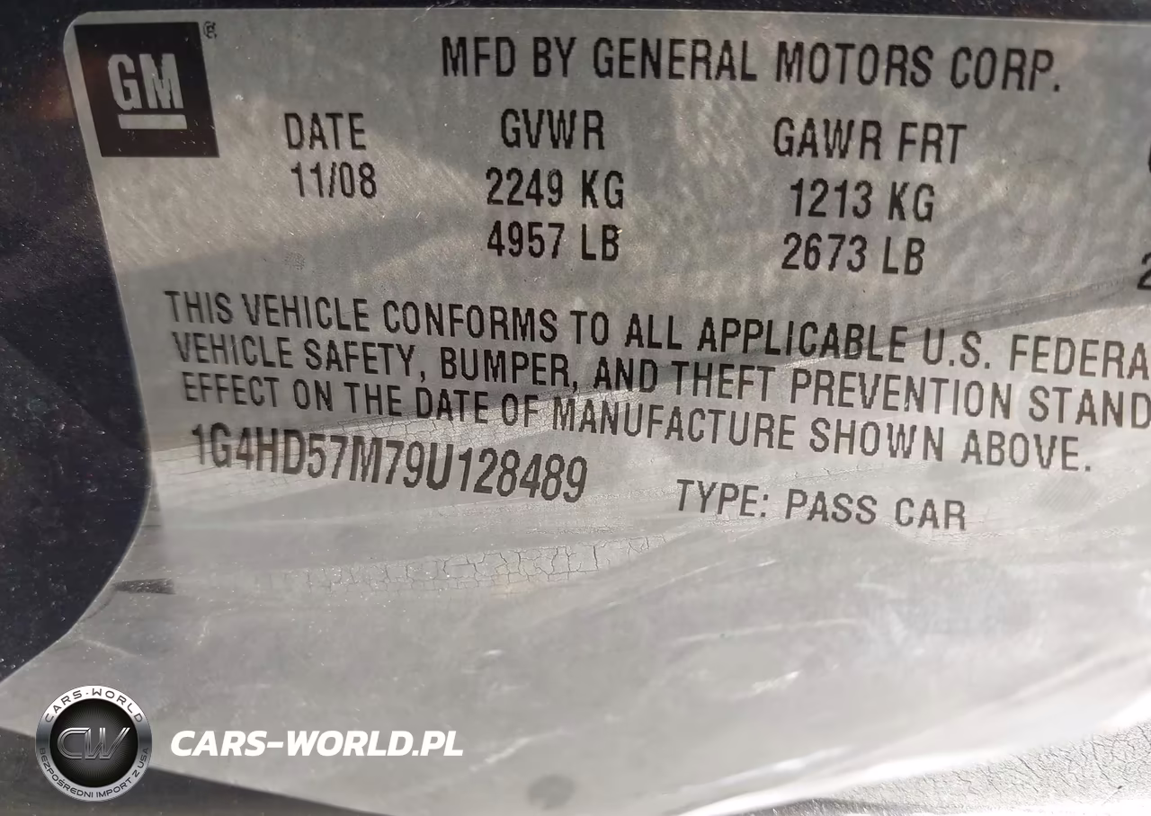 2009 Buick Lucerne Cxl-3 VIN:1G4HD57M79U128489 - 9