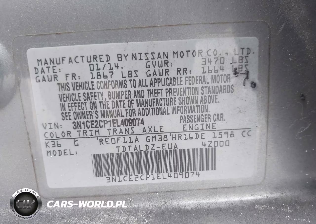 2014 Nissan Versa Note Sv VIN:3N1CE2CP1EL409074 - 9