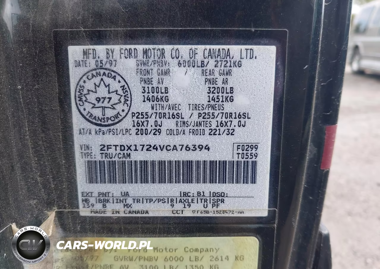 1997 Ford F-150 Standard-Xl-Xlt VIN:2FTDX1724VCA76394 - 9